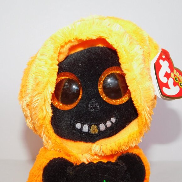 Ty Beanie Boos Grinner Orange Black Trick or Treat Ghoul 7" Plush New with Tag - Picture 2 of 8